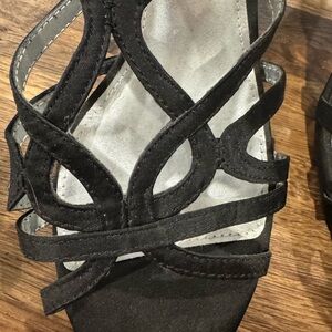 Black suede strappy heels